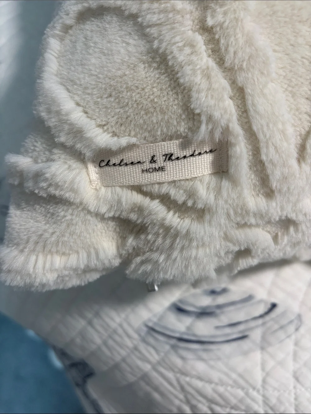 Chelsea & Theodore Cream Floral Plush Throw Pillow